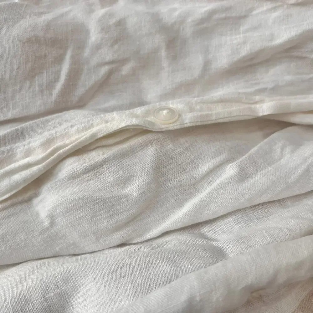 Brooklinen European Linen Duvet Cover Striped King Cali King Soft beige Ivory